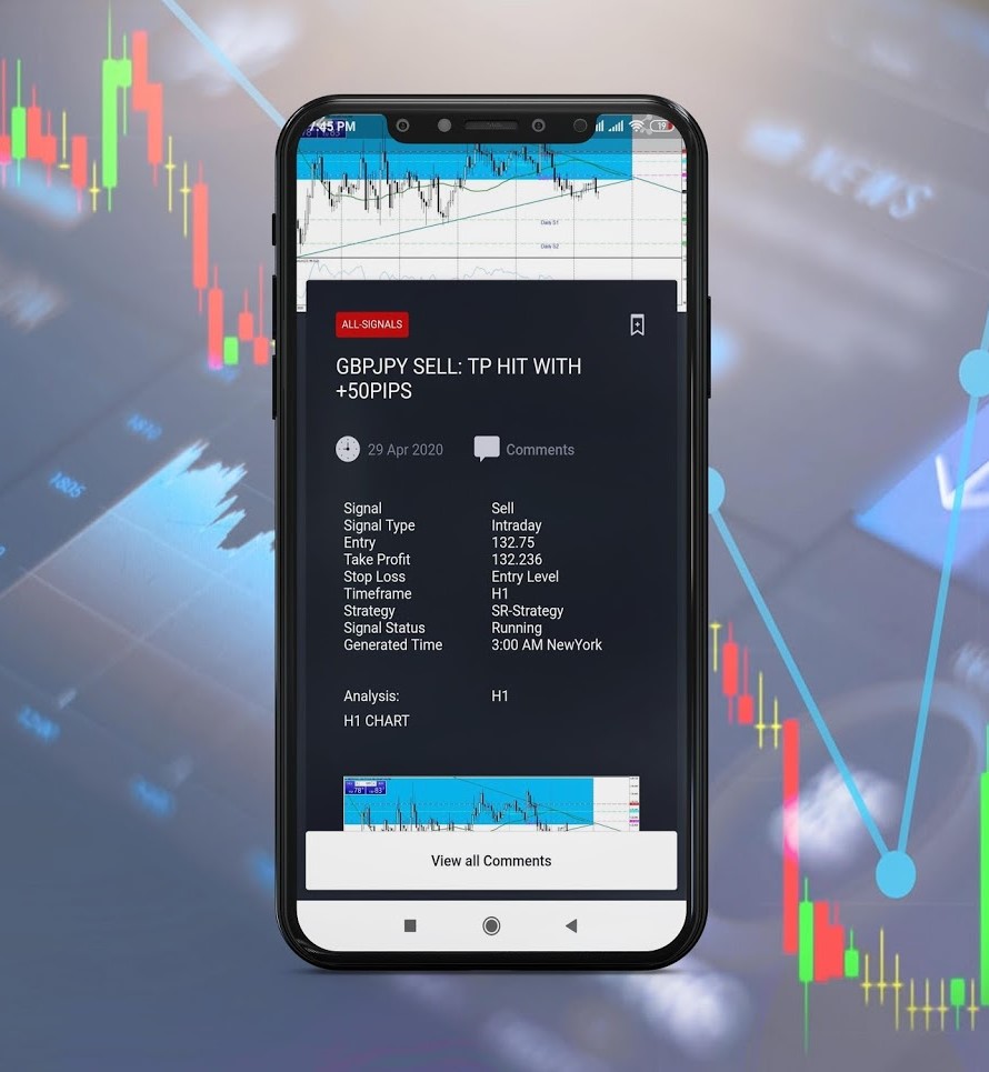 forex mobile app displayed on a phone