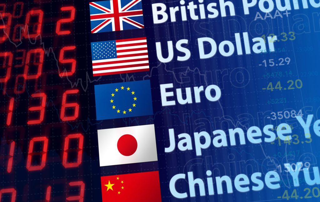 forex currency exchange rates on a board