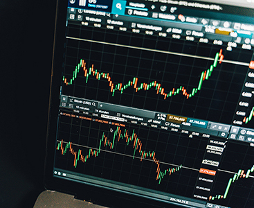 a volatile chart on forex software on a screen